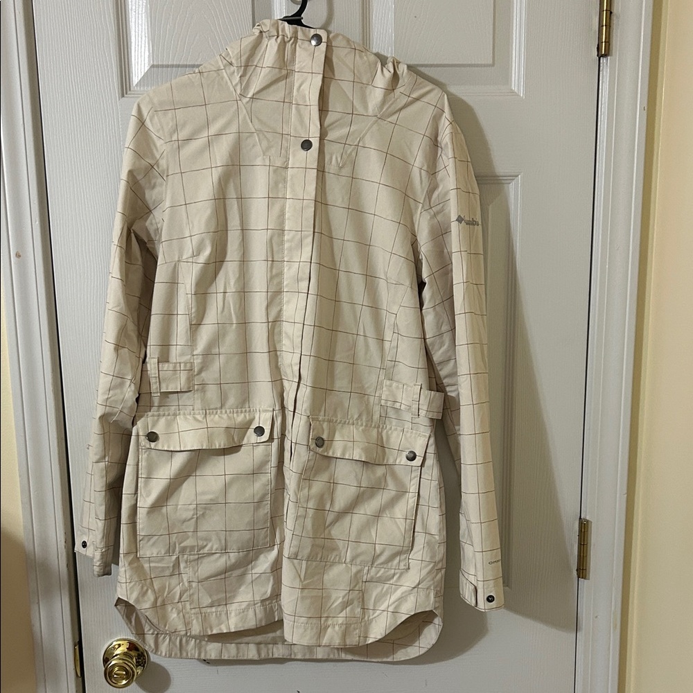 Women's Beige Checkered Raincoat